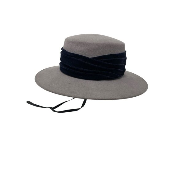 VTG Gwenn Pennington Michael Howard 100% Wool Gray Hat Fancy Chin Strap‎ Winter main image 4